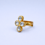 Elegant Teardrop Floral Golden Polish Womens Ring