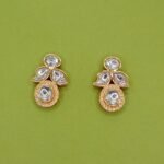Elegant Gold Polish Earrings with Crystal Halo