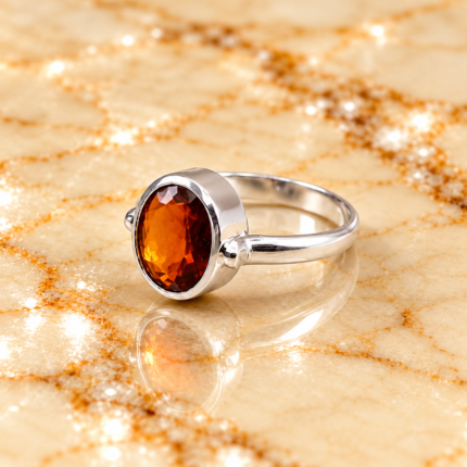 925 Silver Oval Gomed Gemstone Ring for Men