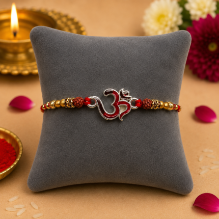 Pure Silver Om Designer Rakhi