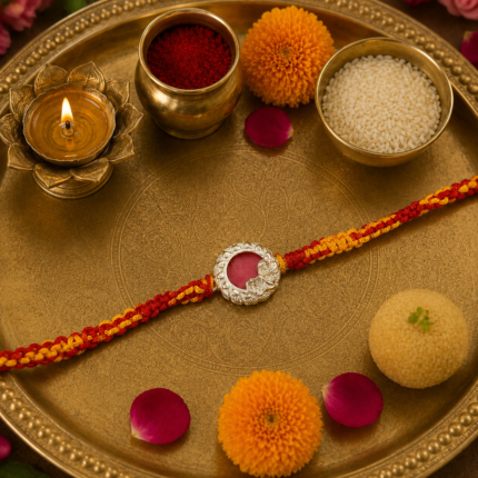 Pure Silver Bal Krishna Designer Rakhi