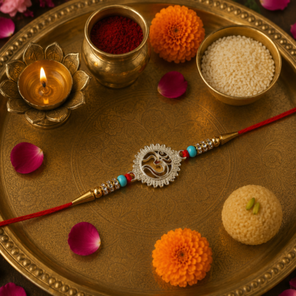 Pure Silver Om Spiritual Designer Rakhi