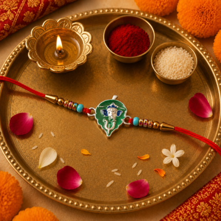 Pure Silver Lord Ganesha Designer Rakhi