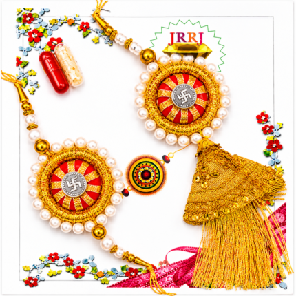 Pure Silver Premium Pearl Couple Rakhi Set
