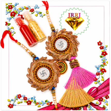 Pure Silver Couple Rakhi Set