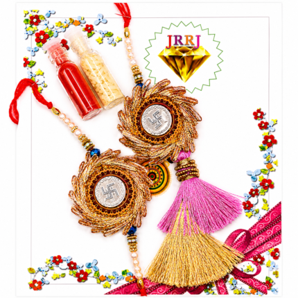 Pure Silver Couple Rakhi Set