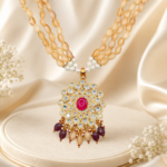 Traditional Kundan Pendant Necklace Set with Multi-Strand Beads & Pearl Detailing | Ethnic Bridal Jewellery