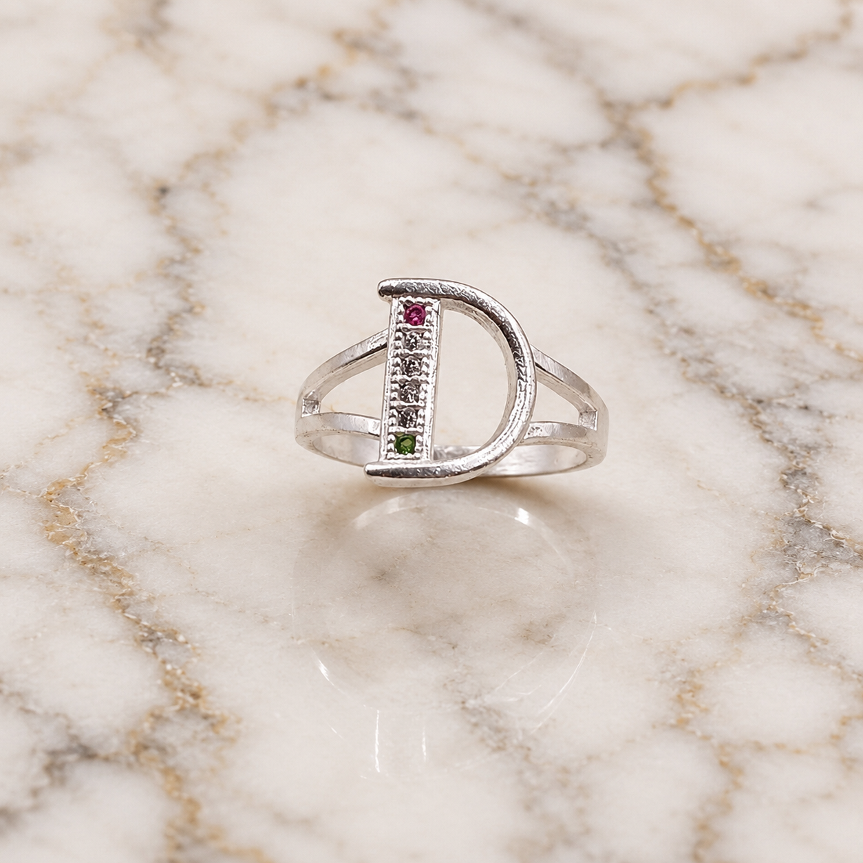 ChatGPT Image Jul 28, 2026, 10_58_43 AM Pure Silver Letter D Initial Ring for Women