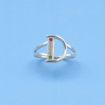 Pure Silver Letter D Initial Ring for Women