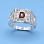 Pure Silver Letter D Signet Ring for Men | CZ Stone Initial Finger Ring