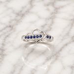 Pure Silver Double Heart Ring with Purple CZ Stones for Women