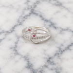 Pure Silver Floral CZ Ring with Pink Stones for Women | Elegant Flower Finger Ring
