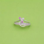 Pure Silver Floral CZ Ring with Pink Stones for Women | Elegant Flower Finger Ring