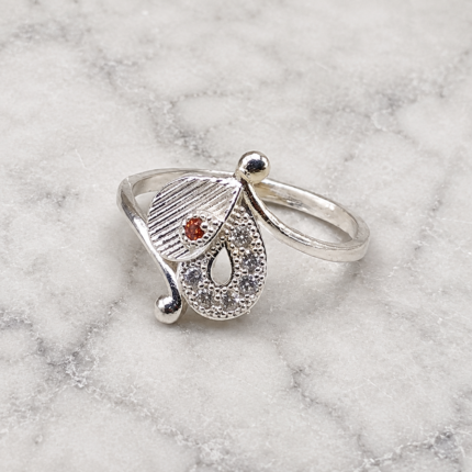 Pure Silver Designer Floral CZ Ring for Women | Elegant Everyday Wear Ring