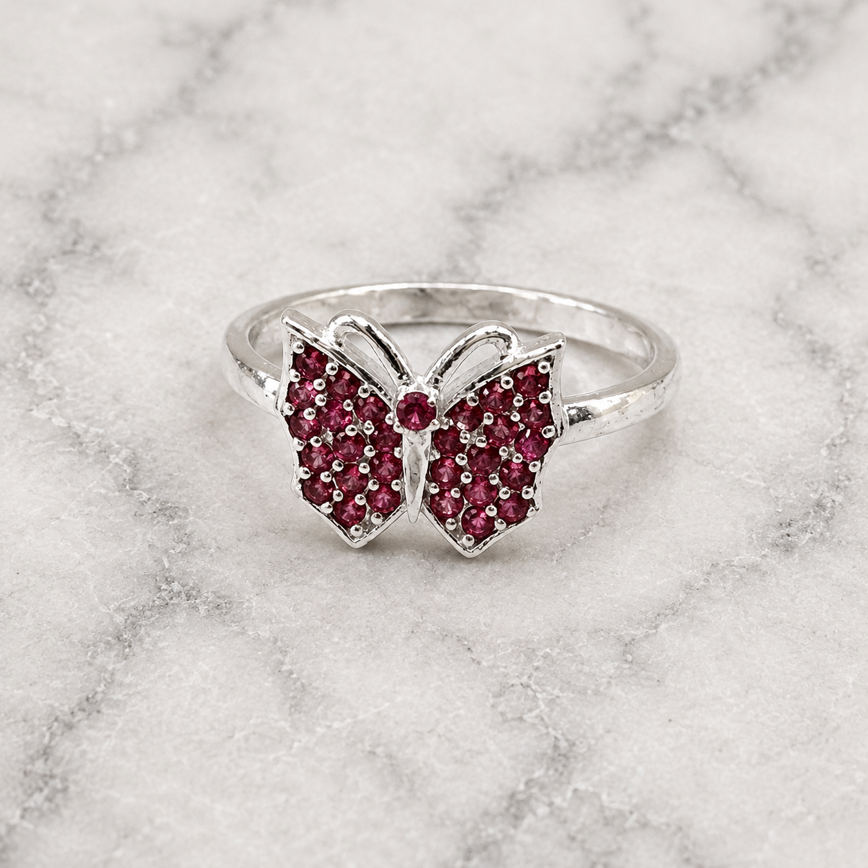 ChatGPT Image Jul 28, 2026, 12_12_37 PM Pure Silver Butterfly CZ Ring for Women | Elegant Ruby Stone Designer Ring