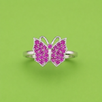 Pure Silver Butterfly CZ Ring for Women | Elegant Ruby Stone Designer Ring