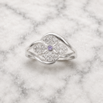Pure Silver Floral CZ Ring for Women | Elegant Four-Petal Flower Designer Ring