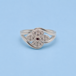 Pure Silver Floral CZ Ring for Women | Elegant Four-Petal Flower Designer Ring