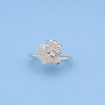 Pure Silver Flower Watering Can CZ Ring for Women | Nature-Inspired Designer Ring