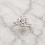 Pure Silver Flower Watering Can CZ Ring for Women | Nature-Inspired Designer Ring