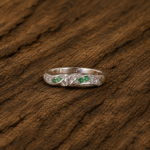 Pure Silver Love Ring with Green & White CZ Stones | Elegant Promise Ring