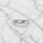 Pure Silver Love Ring with Green & White CZ Stones | Elegant Promise Ring
