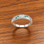 Pure Silver Love Ring with Green & White CZ Stones | Elegant Promise Ring