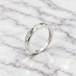 Pure Silver Love Ring with Green & White CZ Stones | Elegant Promise Ring
