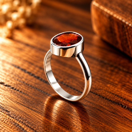 925 Silver Oval Gomed Gemstone Ring for Men