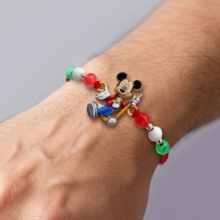 Kids Pure Silver Mickey Mouse Rakhi