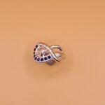 Pure Silver Infinity Heart Ring with Blue CZ Stones for Women | Elegant Love Symbol Finger Ring