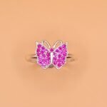 Pure Silver Butterfly CZ Ring for Women | Elegant Ruby Stone Designer Ring