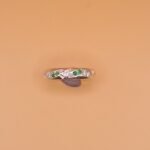 Pure Silver Love Ring with Green & White CZ Stones | Elegant Promise Ring