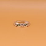 Pure Silver Love Ring with Green & White CZ Stones | Elegant Promise Ring