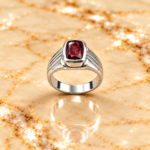 925 Silver Cushion-Cut Gomed Gemstone Ring for Men