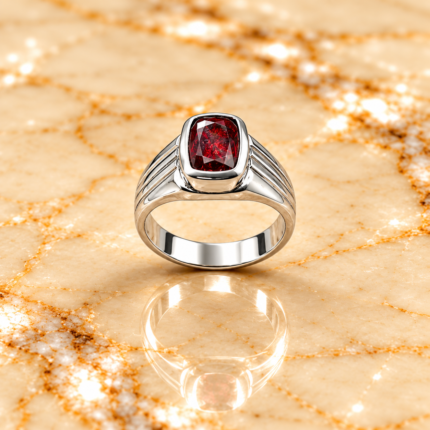 925 Silver Cushion-Cut Gomed Gemstone Ring for Men