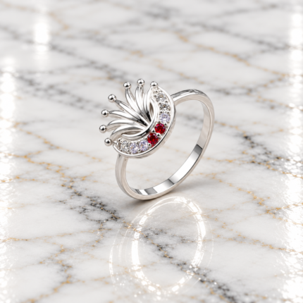 Pure Silver Crown Ring with CZ Stones for Women | Elegant Royal Finger Ring