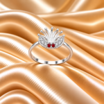 Pure Silver Crown Ring with CZ Stones for Women | Elegant Royal Finger Ring