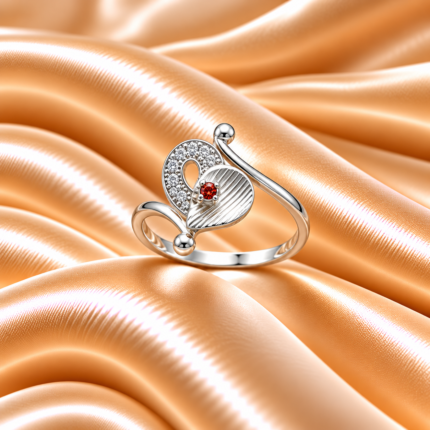 Pure Silver Designer Floral CZ Ring for Women | Elegant Everyday Wear Ring