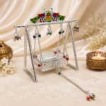 Pure Silver God Jhula with Enamel Work – Elegant Silver Jhula for Laddu Gopal