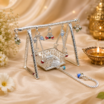 Pure Silver God Jhula – Elegant Handcrafted Silver Swing for Laddu Gopal