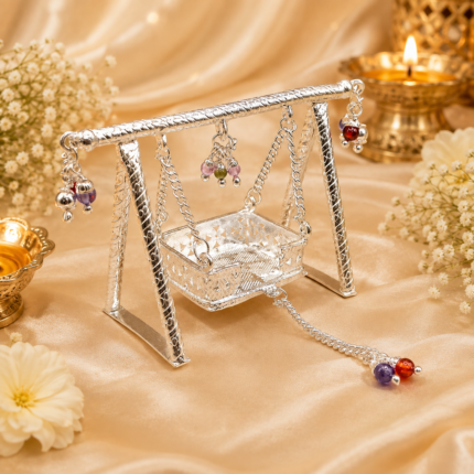 Pure Silver God Jhula – Elegant Handcrafted Silver Swing for Laddu Gopal Ji