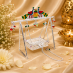 Pure Silver God Jhula with Peacock Enamel Work – Designer Silver Swing for Laddu Gopal Ji