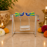 Pure Silver God Jhula with Peacock Design – Elegant Silver Swing for Laddu Gopal Ji