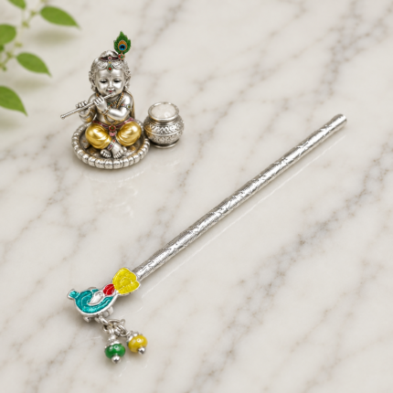 Pure Silver Krishna Flute – Exquisite Handcrafted Silver Bansuri for Pooja & Gifting
