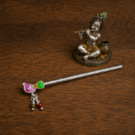 Pure Silver Krishna Flute – Handcrafted Silver Bansuri with Enamel Peacock Design