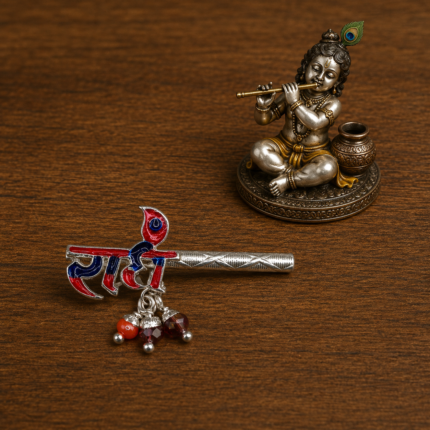 Pure Silver Krishna Flute – Exquisite Handcrafted Bansuri with Radha Krishna Design