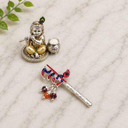 Pure Silver Krishna Flute – Exquisite Handcrafted Bansuri with Radha Krishna Design