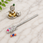 Pure Silver Krishna Flute – Elegant Handcrafted Silver Bansuri with Krishna Design