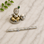 Pure Silver Flute – Elegant Handcrafted Krishna Bansuri with Intricate Detailing